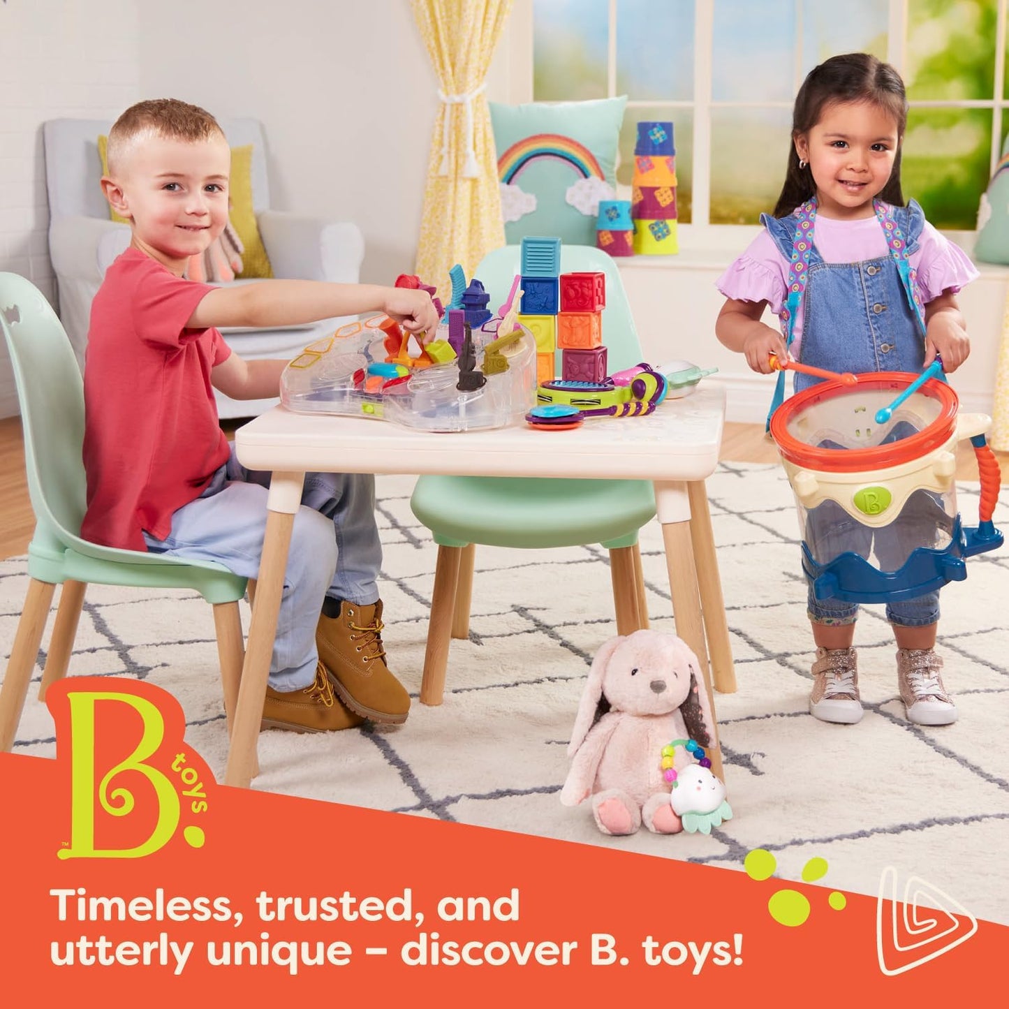 B. toys – Balance Beam for Kids – Interlocking Balancing Beams – 5 Sensory Pads & 8 Beams – Active Play for Toddlers, Kids – 3+ Years– Balance & Build Set